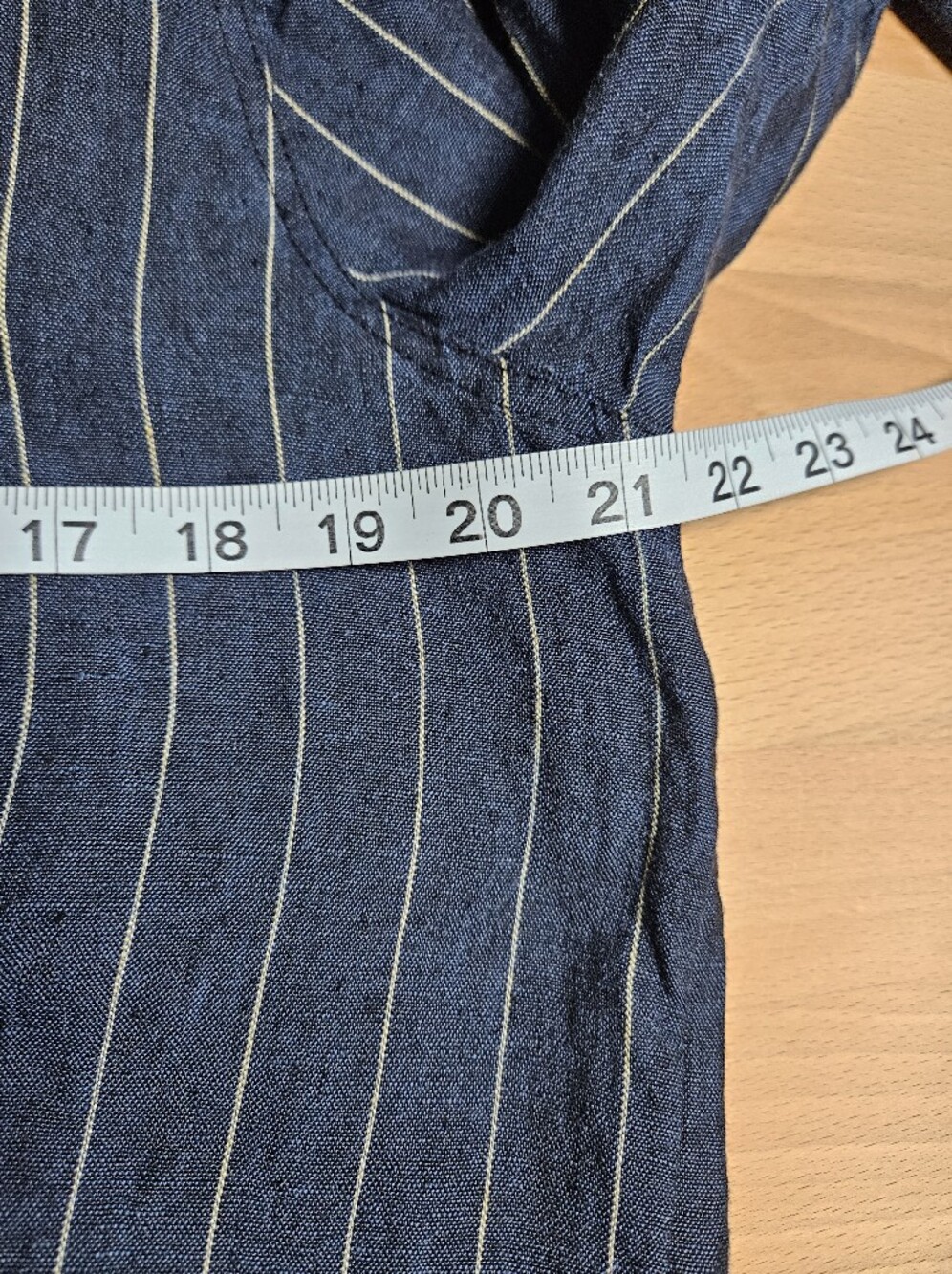 Soft Surroundings 100% Linen Button Down Longline Tunic Shirt Large Navy - Picture 6 of 8